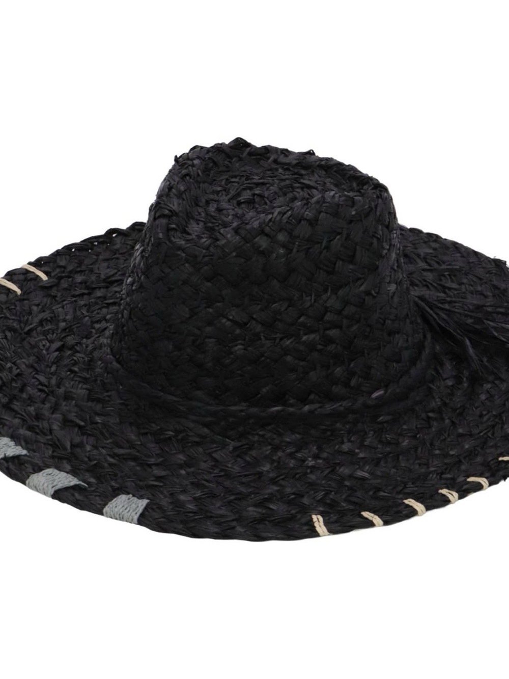 NWT Sunhat summer‎ Straw 100% paper hand Stitched details rancher floppy boho OS
